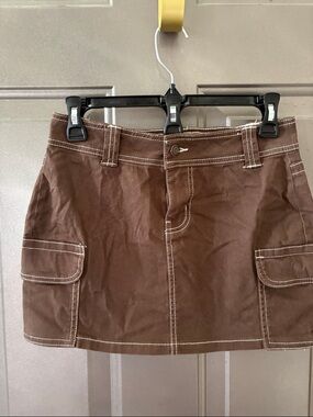 Dark chocolate Brown Cargo Pocket Mini Skirt
